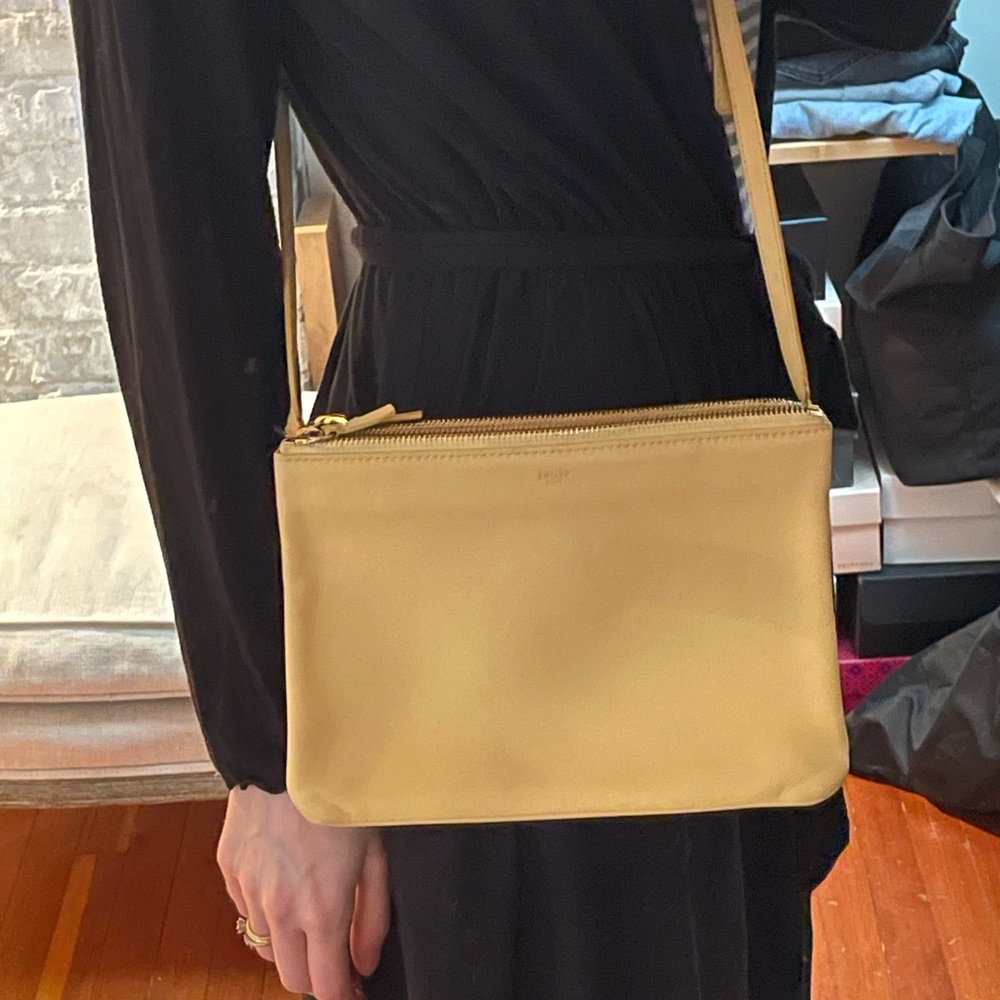 Large Celine Trio Bag in Pale Yellow